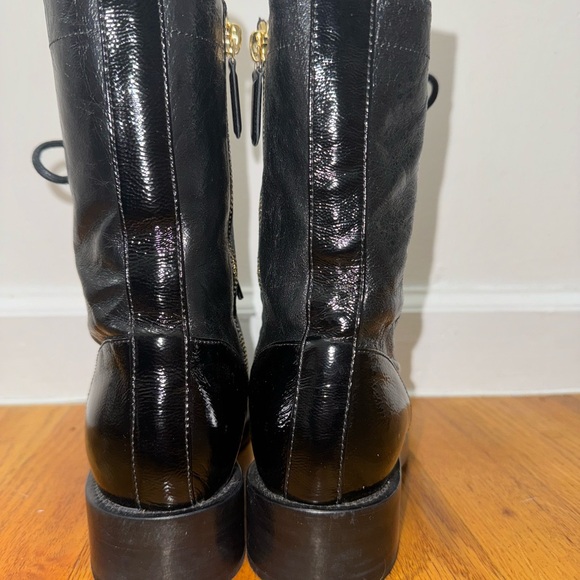 CHANEL Shiny Goatskin Cap Toe Combat Boots - Picture 5 of 6